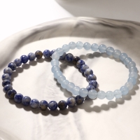 Набор браслетов 2 шт., шар №6 &laquo;Содалит и Аквамарин&raquo;