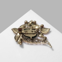 Брошь &laquo;Оливка&raquo; на ветке, цвет зелёный в чернёной бронзе