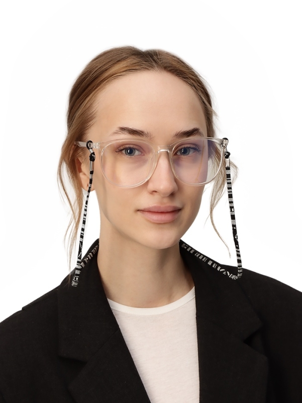 Шнурок для очков на шею 70 см, черный с узором