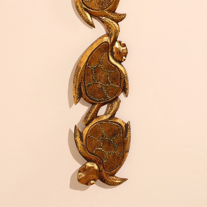 Панно дерево "Золотые черепашки" 96х16х1,5 см