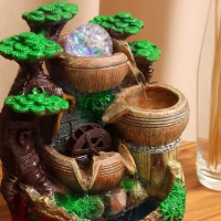 Фонтан "Бочки под деревом с мельницей на камнях" 25х15 см (с подсветкой)