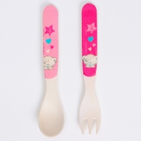 Набор детских столовых приборов из бамбука: вилка и ложка Me To You розовый