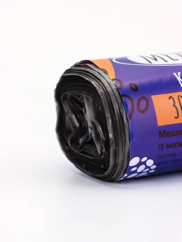 Мешки для мусора 30 л, ПНД, 15 мкм, 30 шт в рул, цвет черный