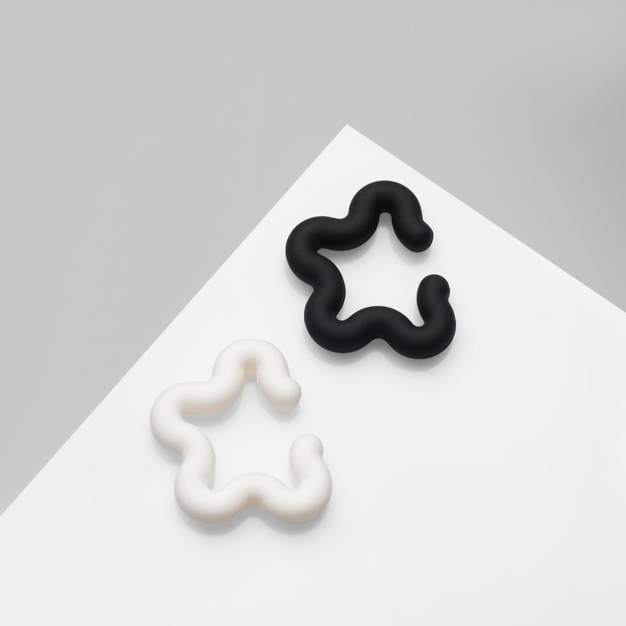 Серьги &laquo;Каффы&raquo; набор 2 шт, цветок, цвет чёрно-белый