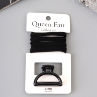 Набор для волос &laquo;Вивьен&raquo;, 4 резинки 5.5 см, краб 4 см, дуга, чёрный