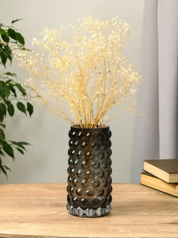 Ваза стекло настольная "Валери" шарики, 23х11 см, серый