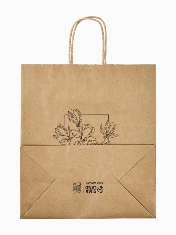 Пакет подарочный крафтовый &laquo;Цветочный&raquo; 22 х 25 х 12 см