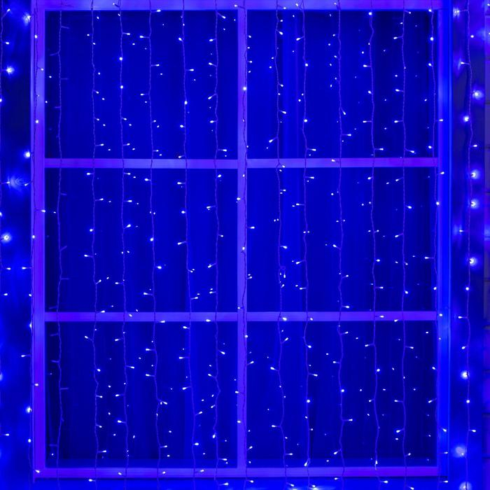 Гирлянда «Занавес» 2 × 9 м, IP44, УМС, белая нить, 1800 LED, свечение синее, 220 В Гирлянда «Занавес» 2 × 9 м, IP44, УМС, белая нить, 1800 LED, свечение синее, 220 В