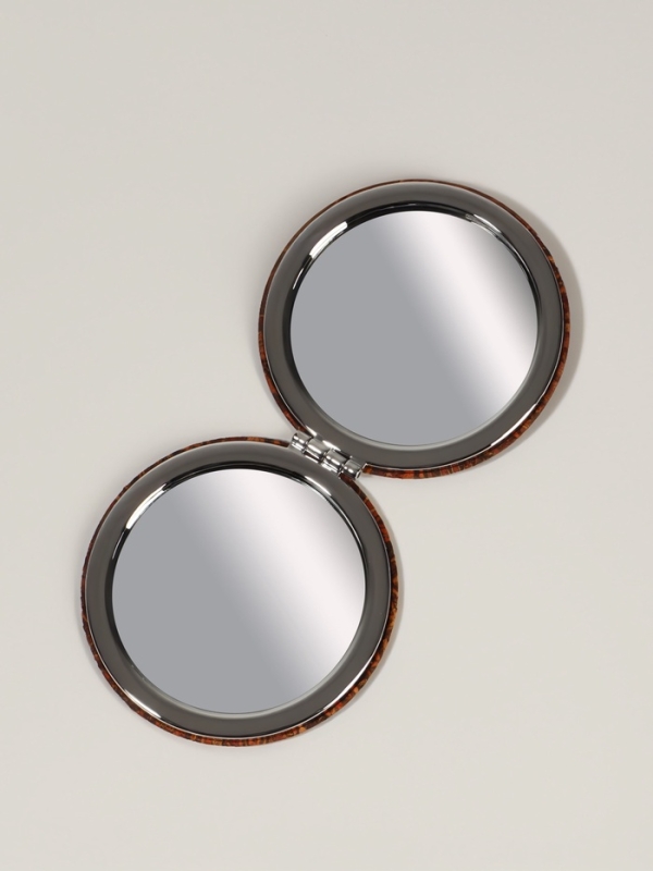 Зеркало складное &laquo;Орнамент&raquo;, d = 7,2 см, с увеличением, цвет коричневый