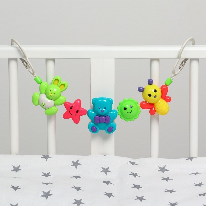 Растяжка на коляску/кроватку &laquo;Веселые зверята&raquo;, 3 игрушки, Крошка Я