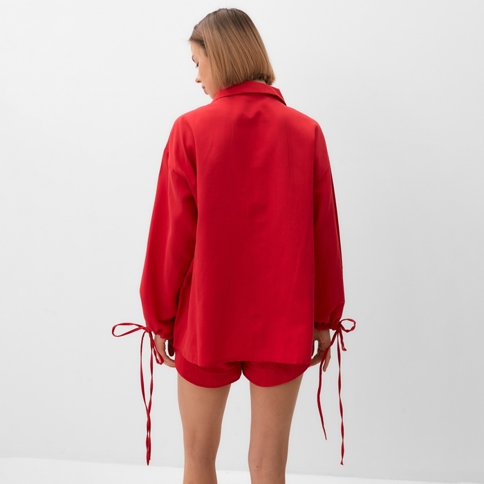 Комплект женский (блузка, шорты) MINAKU: Casual Collection цвет красный, р-р 48