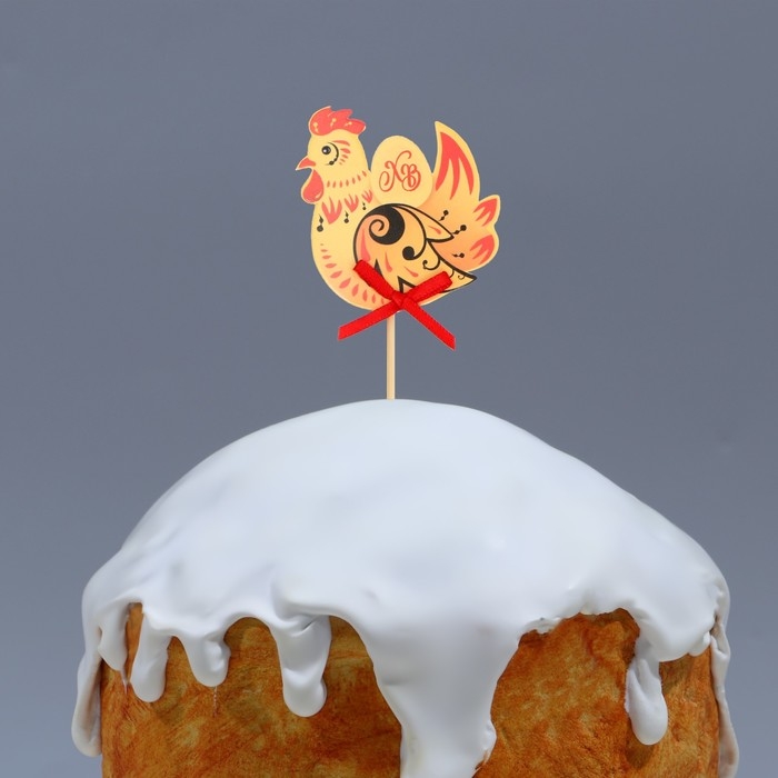 Топпер для украшения кулича &laquo;Хохлома&raquo; на пасху, 5 х 5,5 см