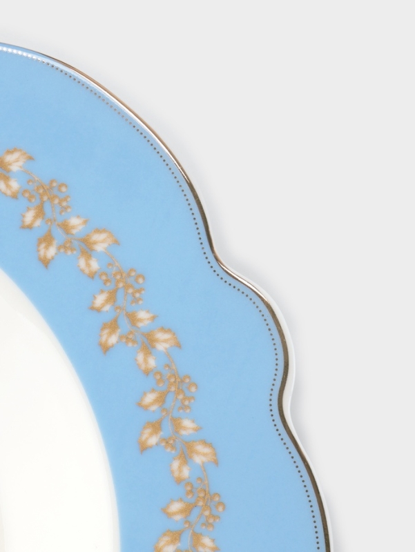 Тарелка глубокая WY Royal blue, d=21.5 см, фарфор, белая, голубая