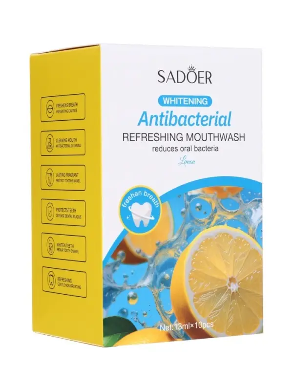 Набор Антибактериального ополаскивателя для полости рта SADOER, лимон, 10 шт по 13 мл