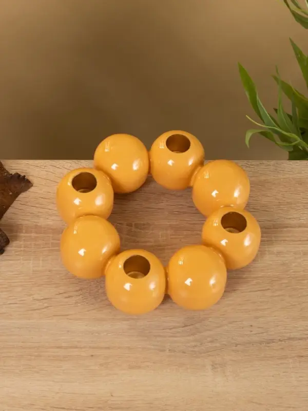 Подсвечник на 4 свечи "Бусы" с 8 сферами, песок 19х19х5,5 см