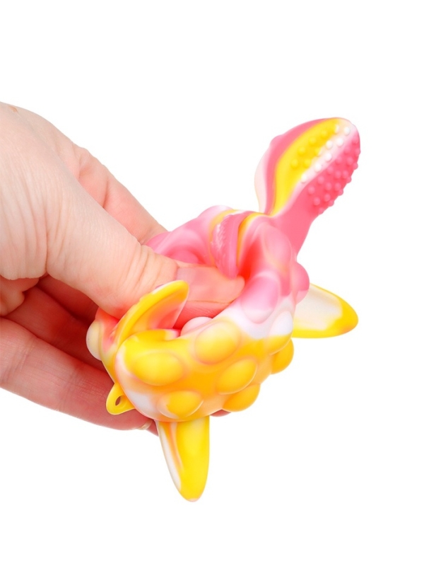 Прорезыватель силиконовый для зубов с погремушкой Крошка Я &laquo;Черепаха&raquo;, розовый