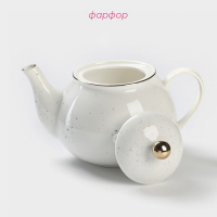 Чайник фарфоровый заварочный Доляна &laquo;Млечный путь&raquo;, 900 мл, цвет белый в крапинку