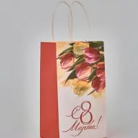 Пакет подарочный крафт &laquo;8 марта&raquo;, 12 &times; 21 &times; 9 см