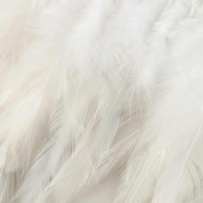 Тесьма с перьями петуха, 10-15 см, 5 &plusmn; 0,5 м, цвет белый