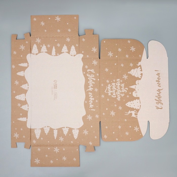 Коробка новогодняя складная «Снежный город», бурый, 27 х 21 х 9 см, Новый год Коробка новогодняя складная «Снежный город», бурый, 27 х 21 х 9 см, Новый год