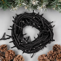 Гирлянда «Нить» 10 м, IP44, УМС, тёмная нить, 100 LED, свечение белое, мерцание белым, 220 В Гирлянда «Нить» 10 м, IP44, УМС, тёмная нить, 100 LED, свечение белое, мерцание белым, 220 В