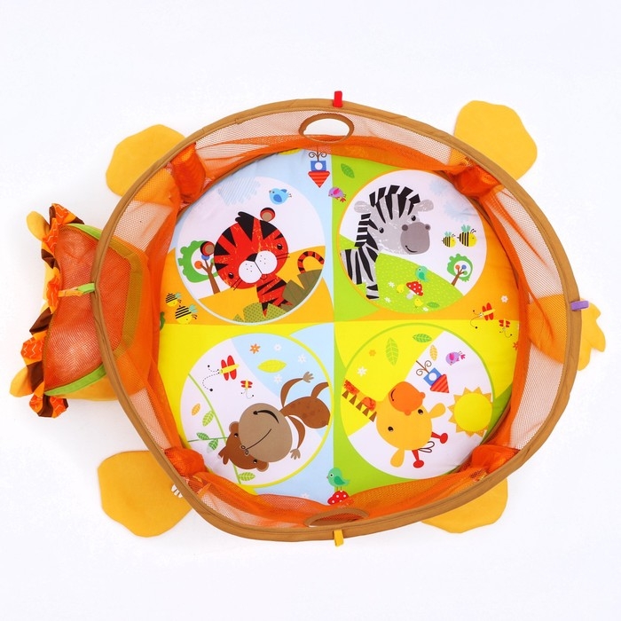 Развивающий коврик 3 в 1 &laquo;Лев&raquo;, 68x68 см, 30 цветных шариков, 4 игрушки, Крошка Я