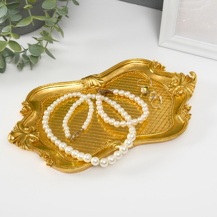 Подставка интерьерная полистоун Подставка интерьерная полистоун "Герцогиня" золото 24,5х13,5х2,2 см