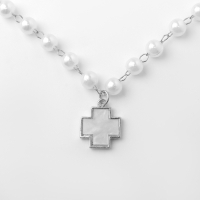 Колье &laquo;Жемчуг&raquo; элегантный крест, цвет серебро, 40см