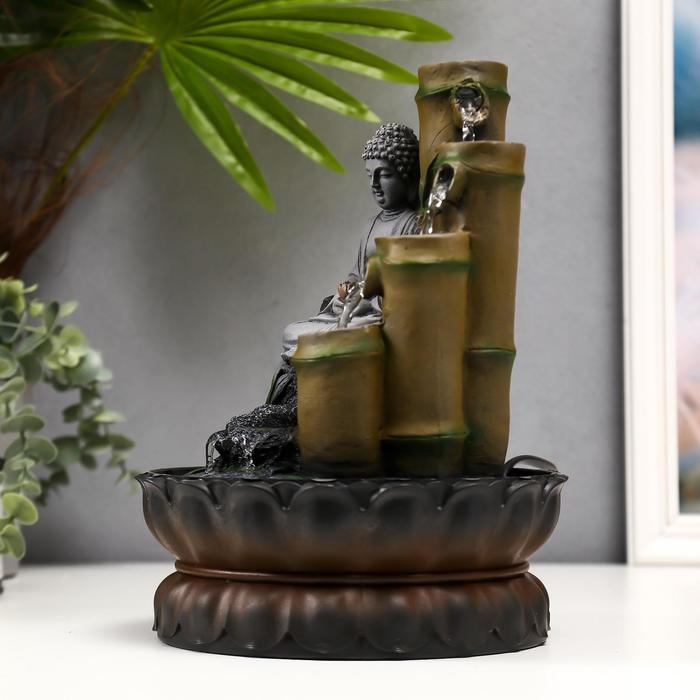 Фонтан настольный от сети Фонтан настольный от сети "Серый будда и фонтан из бамбука" 28х20,5х20,5 см