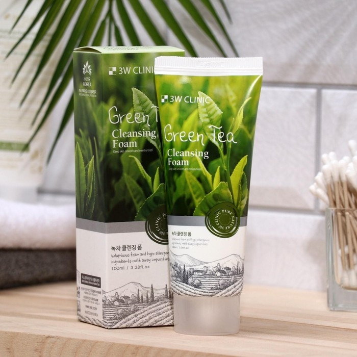 Очищающая пенка для умывания 3W CLINIC, зелёный чай, 100 мл Очищающая пенка для умывания 3W CLINIC, зелёный чай, 100 мл