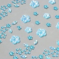 Наклейка пластик стразы на волосы "Нежные голубые цветы" 21х15,5 см