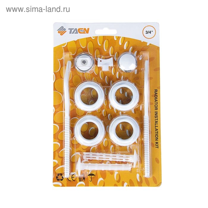 Комплект для подключения радиатора TAEN, 1"x3/4", с двумя кронштейнами, в блистере