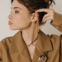 Серьга &laquo;Кафф&raquo; водопад цепи, цвет золото