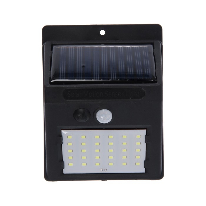 Садовый светильник на солнечной батарее с датчиком движения, накладной, 9.5 &times; 13 &times; 5 см, 30 LED, свечение белое