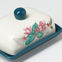 Маслёнка Доляна «Тропики», 17×12,5×8 см, цвет белый Маслёнка Доляна «Тропики», 17×12,5×8 см, цвет белый