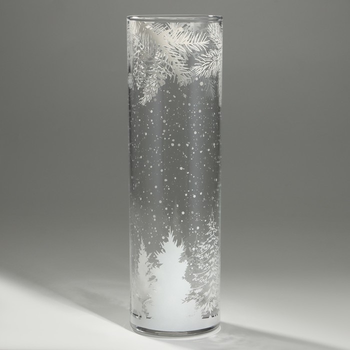 Ваза для цветов, новогодняя &laquo;Снежный лес&raquo;, на Новый год, стекло, высота 26, 3 см