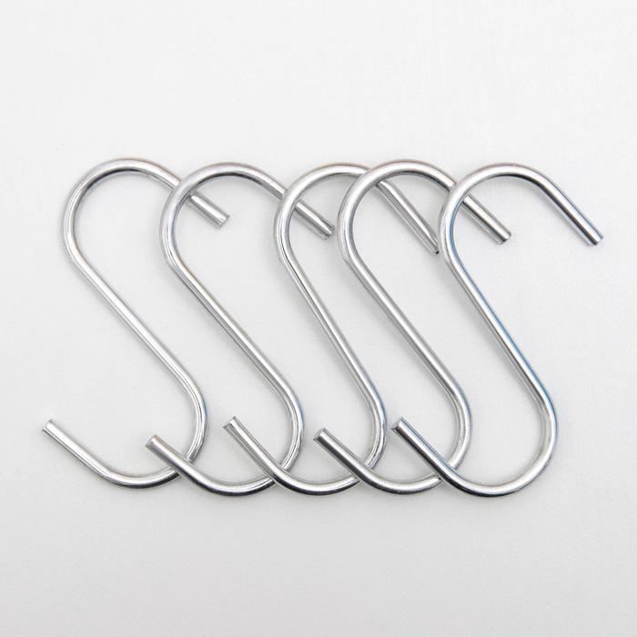 Набор крючков для рейлинга Доляна, d=2,4 см, 7 см, 5 шт, цвет хром Набор крючков для рейлинга Доляна, d=2,4 см, 7 см, 5 шт, цвет хром