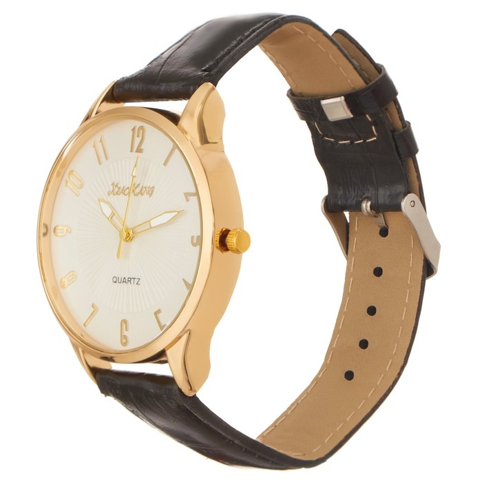 Часы наручные мужские, d-4.4 см, ремешок l-25 см, золото