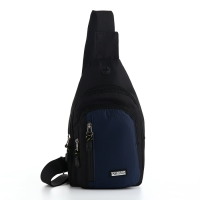 Сумка-слинг из текстиля, 3 наружных кармана, цвет синий Сумка-слинг из текстиля, 3 наружных кармана, цвет синий