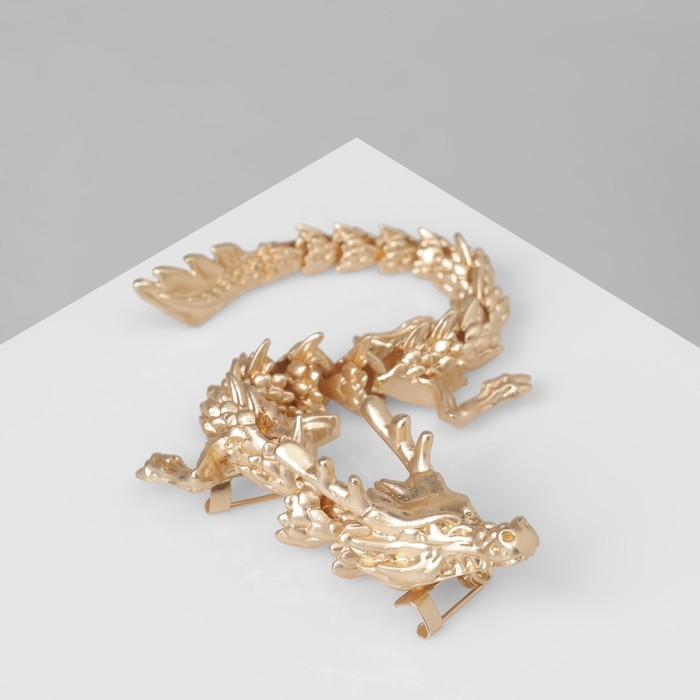 Брошь &laquo;Дракон&raquo; длинный подвижный, цвет матовое золото