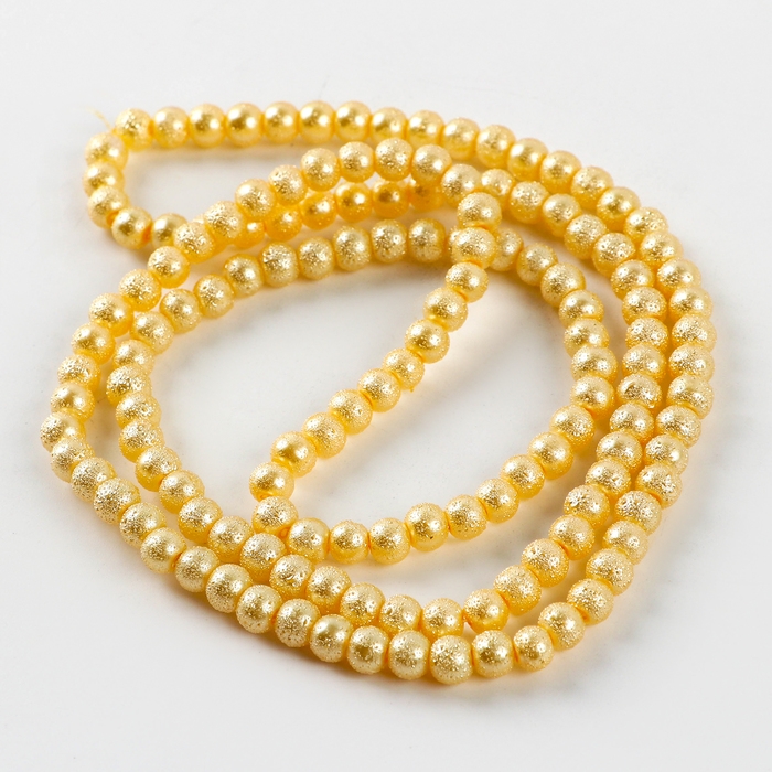 Бусины из стекла, набор 140 шт., размер 1 шт. &mdash; 6 мм, цвет жёлтый