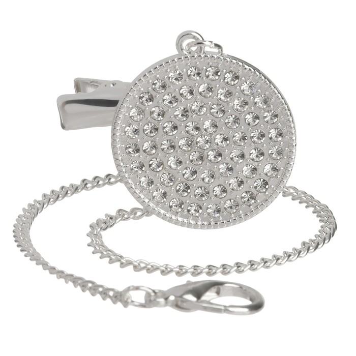 Соска - пустышка силиконовая ортодонтическая &laquo;LITTLE PRINCESS&raquo;, от 6 мес., с колпачком + держатель - цепочка, цвет розовый/серебло, стразы