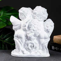 Фигура гипс &laquo;Ангел и Фея с розой&raquo;, белый, 12&times;26&times;24 см