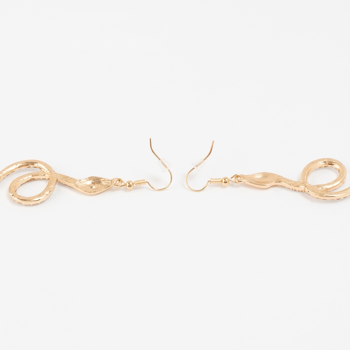 Новый год! Символ года 2025! Серьги висячие со стразами &laquo;Змея&raquo; извивающаяся, цвет золото