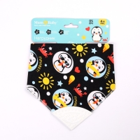 Нагрудник-бандана/слюнявчик для кормления &laquo;ТРЕНД, Прингвин&raquo; непромокаемый с прорезывателем, на кнопке