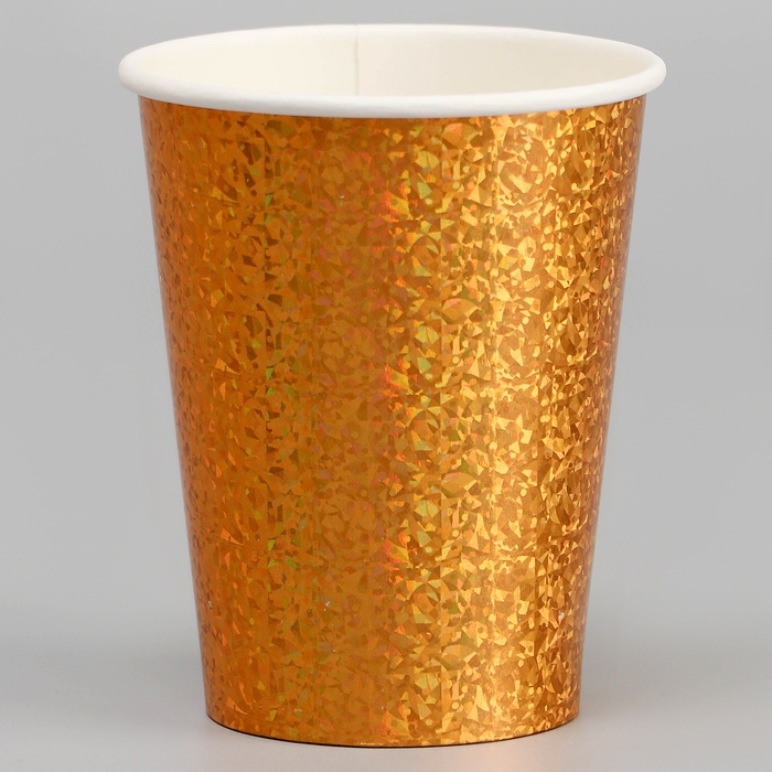 Стаканы бумажные &laquo;Голография&raquo;, 6 шт., цвет золото