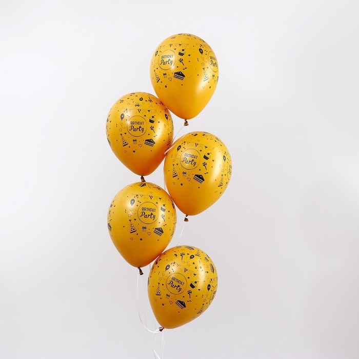 Воздушный шар латексный 12" &laquo;Весёлая вечеринка&raquo;, пастель, цвет жёлтый, 5 шт.