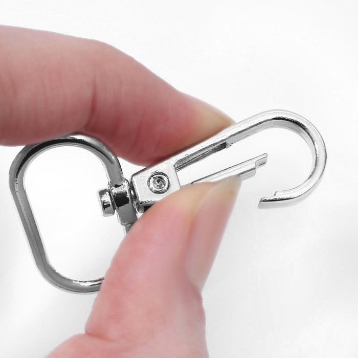 Карабин металлический, 46 &times; 30 мм / 25 &times; 2,5 мм, 5 шт, цвет серебряный