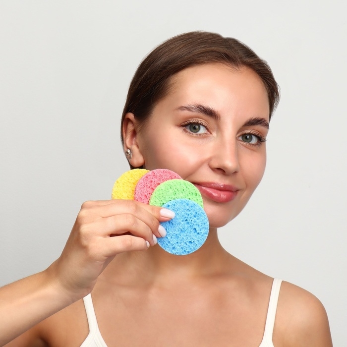 Набор спонжей для умывания &laquo;Мягкость&raquo;, d = 5,8 см, 4 шт, разноцветный