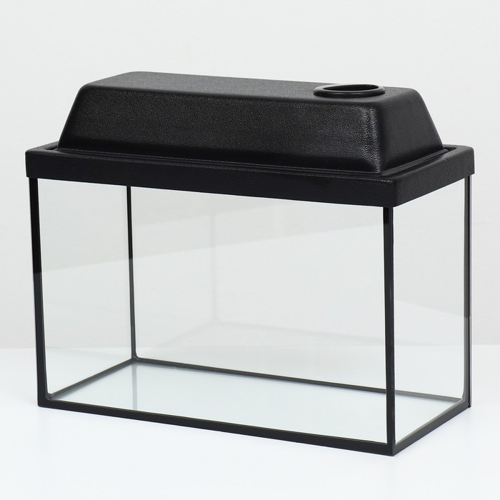 Аквариум "Прямоугольный" с крышкой, 10 литров, 32 x 15 x 21/26 см, чёрный